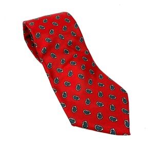 Park Lane Mens Red Paisley Silk Tie 100% Italian Silk Formal Business